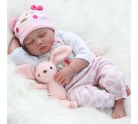 HEHUZY Bebe Reborn Fille 22 Pouces 55 cm Réaliste Poupée Reborn Vinyle de Silicone Souple Simulation Nouveau-né Jouet Reborn Baby Dolls Cadeau de noël
