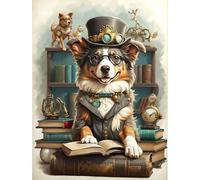 HEIBAGO Animaux Peinture par Numéros pour Adulte, Chiens Kit de Peinture à l'huile sur Toile Bricolage pour Débutant, Livre Peinture à l'huile avec Pinceaux pour la Décoration d'intérieur,30X40cm