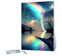 HEIBAGO Aurore Peinture Numero Adulte avec Cadre, Paysage Kits de Peinture par Numéros pour Adults, DIY Mer Peinture à l'huile par Numéros Kits pour la Décoration Intérieure Maison,20x30cm