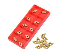 HEIBTENY 10pcs DCMT070204 US735 Plaquettes indexables en carbure pour outils de tournage de tour - ISO DCMT21.51, revêtues d'or, haute ténacité et résistant à l'usure pour acier et acier inoxydable