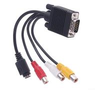 HEIBTENY Adaptateur VGA mâle vers S-vidéo et 3 femelles, câble convertisseur de sortie TV composite de 10 cm avec noyau en cuivre pour connexion PC vers projecteur AV