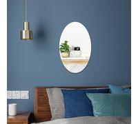 HEIBTENY Autocollants muraux 3D en acrylique effet miroir pour décoration d'intérieur, art créatif, rond et ovale, réfléchissant pour salon, chambre à coucher, salle de bain (ovale)