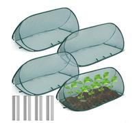 HEIBTENY Bâche de protection pliable en maille pour plantes avec clous de sol - Tente de protection extérieure pour légumes, fleurs, filet vert contre les oiseaux, les insectes nuisibles (4 pièces)