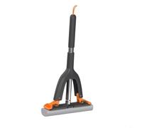 HEIBTENY Balai éponge compact pliable avec poignée en acier inoxydable, tête en coton haute densité pour un nettoyage rapide des carreaux de verre, plans de travail de cuisine, salle de bain, sols et