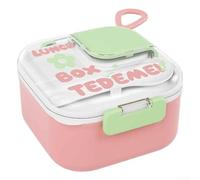 HEIBTENY Boîte à Déjeuner 3 Compartiments Étanche avec Cuillère | 3 compartiments séparés, couvercle étanche, cuillère incluse, plastique pour durable, micro-ondable(Pink)