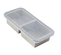 HEIBTENY Boîte à repas en silicone BPA multi-compartiments, passe au micro-ondes, organisateur de préparation des repas pour le camping, les soupes et les ragoûts, bleu, 29,5 x 14,5 x 6 cm (2 grilles