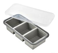 HEIBTENY Boîte à repas en silicone BPA multi-compartiments, passe au micro-ondes, organisateur de préparation des repas pour le camping, les soupes et les ragoûts, bleu, 29,5 x 14,5 x 6 cm (3 grilles