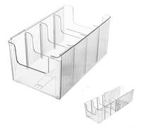HEIBTENY Boîte de rangement extensible pour armoire de cuisine avec séparateur réglable, récipient à tiroir en plastique PET transparent pour épices, salle de bain, fournitures de bureau, 24,5 à 43 cm