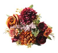 HEIBTENY Bouquet de 7 roses persanes artificielles réalistes en soie avec chrysanthèmes pour centres de table de mariage, décoration d'intérieur, accessoires de photographie et arrangements de