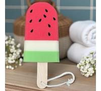 HEIBTENY Brosse éponge de bain mignonne avec long manche en polyuréthane souple surdimensionné pour un nettoyage doux du dos, outil de bain ergonomique et léger (pastèque)