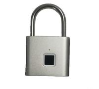 HEIBTENY Cadenas à empreintes digitales avec batterie rechargeable USB-C IP54, étanche, serrure sans clé pour le rangement en extérieur, casier de gym et bagages en alliage de zinc (argent) (20