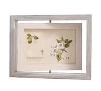 HEIBTENY Cadre photo rotatif double face en bois, pivotant à 360 degrés pour affichage horizontal, vertical, décoration de bureau moderne, pour la maison, le bureau, gris clair (D)