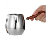 HEIBTENY Cafetière turque en acier inoxydable avec poignée en bois, bec verseur anti-goutte et échelle de mesure, pour l'infusion d'expresso, la mousse de lait, le chauffage du chocolat et de la sauce