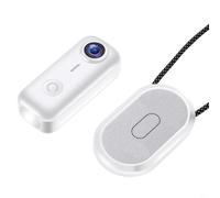 HEIBTENY Caméra d'action au pouce, caméra de vlogging portable, caméra magnétique, résolution 2K, connectivité WiFi et objectif grand angle 120° pour cyclisme, sports d'aventure (blanc)