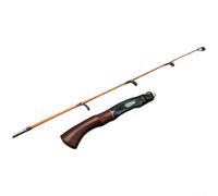 HEIBTENY Canne à pêche sur glace 50/60/70 cm 2 sections solide en fibre de verre sensible avec siège de moulinet en spirale, design portable pour la pêche par temps froid (60 cm F)