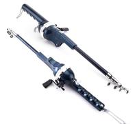 HEIBTENY Canne à pêche télescopique et moulinet pour ensemble combiné, bâton portable en fibre de carbone de 1,38 m avec moulinet 4000, pliable à 27 cm pour voyage, léger 400 g kit complet pour (A