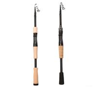 HEIBTENY Canne à pêche télescopique ultra légère 1,5 m en fibre de carbone Spin Casting Pole Sensitive Action rapide pour truite bar leurre 8-25 g Noir (Blanc)