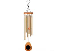 HEIBTENY Carillon éolien en aluminium de 66 cm avec attrape-cœur - Cadeau commémoratif de condoléances pour maman - Décoration de jardin pour terrasse, balcon, cour - Ton doré (32 gouttes dorées)