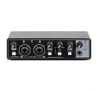 HEIBTENY Carte son interface audio USB 48 V avec double entrée microphone et instrument, boîtier en métal, commandes de gain et filtre coupe-bas pour enregistrement haute définition (noir)