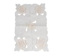 HEIBTENY Chemin de table vintage en coton avec motif brodé - Lavable et résistant aux taches - Pour réception de mariage, dîner d'anniversaire, fête de remise de diplôme (42 x 29 cm)