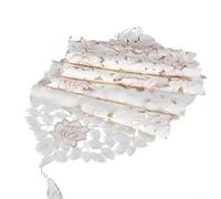 HEIBTENY Chemin de table vintage en coton avec motif brodé - Lavable et résistant aux taches - Pour réception de mariage, dîner d'anniversaire, fête de remise de diplôme (40 x 150 cm)