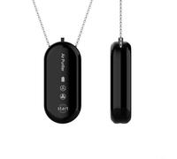 HEIBTENY Collier portable purificateur d'air à ions négatifs pour éliminer la fumée et les odeurs d'animaux domestiques, mini désodorisant personnel pour la maison, les voyages, le bureau (noir)