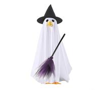 HEIBTENY Costume d'oie pour porche d'Halloween comprenant une cape Specter, un chapeau de sorcière, des yeux et un balai violet pour oies de 58,4 cm