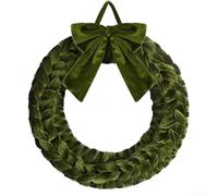 HEIBTENY Couronne de Noël en velours de 35,6 cm faite à la main avec décoration de Père Noël et nœud décoratif, décoration luxueuse pour porte d'entrée pour décoration saisonnière de la maison (5 de 5