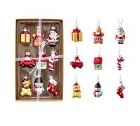 HEIBTENY Décoration de Noël en verre en forme de bonhomme de neige pour arbre et maison, de la série maison et voiture, conçue pour la décoration saisonnière festive et la décoration de fête (voiture