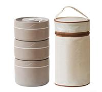 HEIBTENY Ensemble de boîtes à déjeuner isothermes en acier inoxydable, anti-fuite, passent au micro-ondes, isothermes à 2 niveaux avec sac de transport, 440 ml + 600 ml, marron (marron)
