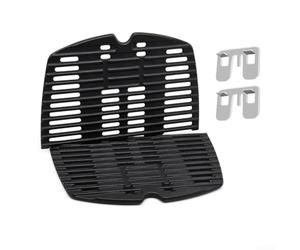 HEIBTENY Ensemble de grilles de cuisson en fonte pour barbecue Weber Q100 Q1000 Q1200, 43,2 x 32,7 cm, plaque de cuisson à dessus plat robuste pour griller et frire, noir