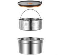 HEIBTENY Ensemble de récipients alimentaires en acier inoxydable 304, avec couvercle et passoire, hermétique, anti-fuite, pour réfrigérateur, panier de vidange empilable, pour fruits (1200 ml)