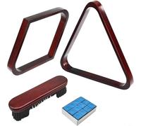 HEIBTENY Ensemble triangle de billard en bois massif et support en diamant, craie et brosse pour table de billard de qualité supérieure, support de positionnement de boule de billard, accessoires pour