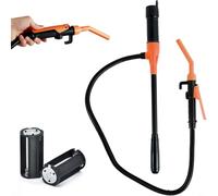 HEIBTENY Extracteur d'essence portable alimenté par batterie électrique pour voiture, bateau, camping, avec buse de contrôle du débit et tuyau (grande interface orange)