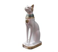 HEIBTENY Figurine de chat égyptien Bastet - Poudre de bronze mélangée avec de la résine - Statue de déesse chat - Bougeoir noir, blanc, doré