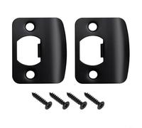 HEIBTENY Gâche de porte avec ajustement réglable pour pênes dormants et loquets, plaque de sécurité renforcée en acier inoxydable noir mat pour portes intérieures et extérieures (coins arrondis)