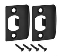 HEIBTENY Gâche de porte avec ajustement réglable pour pênes dormants et loquets, plaque de sécurité renforcée en acier inoxydable noir mat pour portes intérieures et extérieures (angle droit)