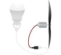 HEIBTENY Générateur d'énergie éolienne, mini générateur d'énergie éolienne, modèle d'instruction, microgénérateur + hélice à vent + ampoule USB