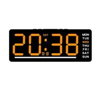 HEIBTENY Grande horloge murale numérique LED moderne avec affichage de la température, fonction compte à rebours, interface USB, mémoire de coupure de courant, grands chiffres arabes, pour décoration