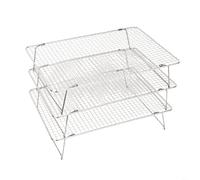 HEIBTENY Grille de refroidissement antiadhésive à 1/3 niveau, ensemble de grille de refroidissement empilable, grille de cuisson en acier inoxydable 304 pour gâteaux, biscuits, pain, pour la cuisson