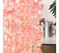 HEIBTENY Guirlande lumineuse 20 LED pour fleurs de cerisier artificielles 2 m Guirlande de vignes à piles pour fête de mariage Jardin Saint-Valentin Décoration d'intérieur