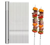 HEIBTENY Homealexa Lot de 40 brochettes plates en acier inoxydable 304 réutilisables avec sac de rangement pour barbecue, fête, Shish Kabob