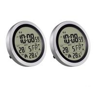 HEIBTENY Horloge murale électronique avec grand écran pour l'heure, la date, le jour, la température, étanche IP4, design anti-éclaboussures, cadre moderne en plastique gris foncé, 15,7 x 15,5 cm (2