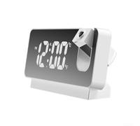 HEIBTENY Horloge numérique à projection miroir avec écran LED, multi-alarme et affichage de la température, mode nuit à économie d'énergie, projette l'heure sur le mur ou au plafond (blanc - lumière