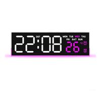 HEIBTENY Horloge veilleuse LED avec affichage de la température, trois niveaux de luminosité, détection automatique de la lumière, lueur ambiante douce, heure numérique agréable pour les yeux (rose)
