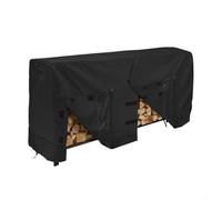 HEIBTENY Housse de protection pour bois de chauffage de 2,4 m - Résistante et imperméable - Oxford 600D - Avec fermeture autocollante et fermeture éclair sur le devant pour un accès facile - Noir