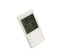 HEIBTENY HTC-2S Station météo numérique avec grand écran LED rétroéclairé, thermomètre intérieur, horloge hygromètre, alarme de date 12/24h, interrupteur C/F pour bureau à domicile, blanc