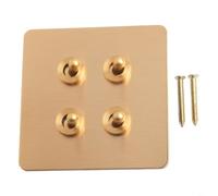 HEIBTENY Interrupteur à bascule rétro en laiton 1/2 voies avec levier à plaque, panneau carré de 86 mm fait à la main, finition dorée vintage pour éclairage de la maison ou contrôle du ventilateur de