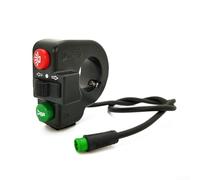 HEIBTENY Interrupteur de guidon de vélo électrique 3 en 1 22 mm 5 broches étanche pour éclairage pour klaxon, bouton marche/arrêt pour vélo électrique, scooter, moto 7/8 pouces, noir