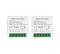 HEIBTENY Interrupteur intelligent 16A pour Zigbee 3.0, module relais de disjoncteur de contrôle 2 voies, commande vocale par application, fonctions de minuterie et de relais, pour interrupteurs